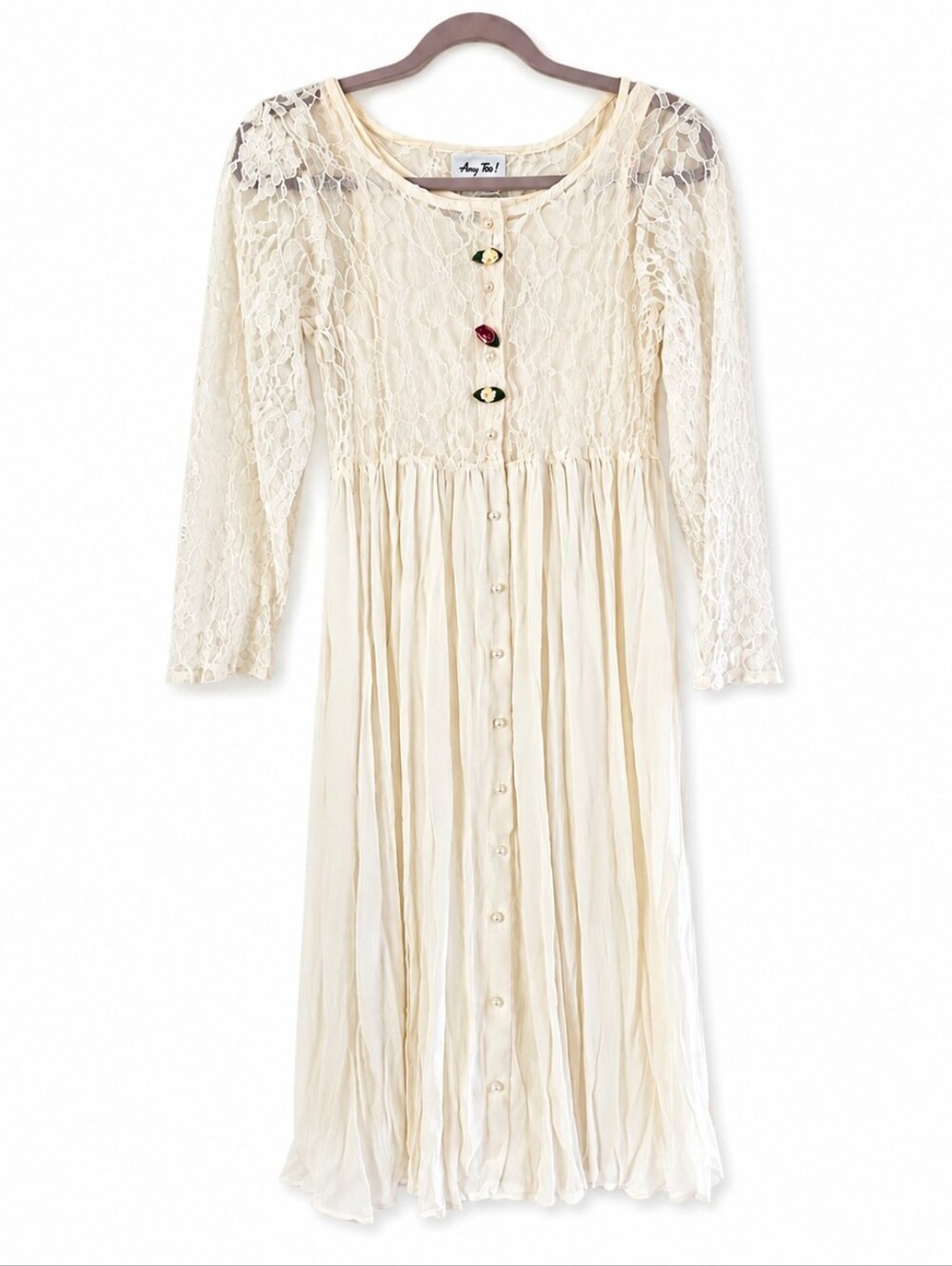Vintage Amy Too White Lace Dress Size 12 Made in USA Cottagecore Romantic